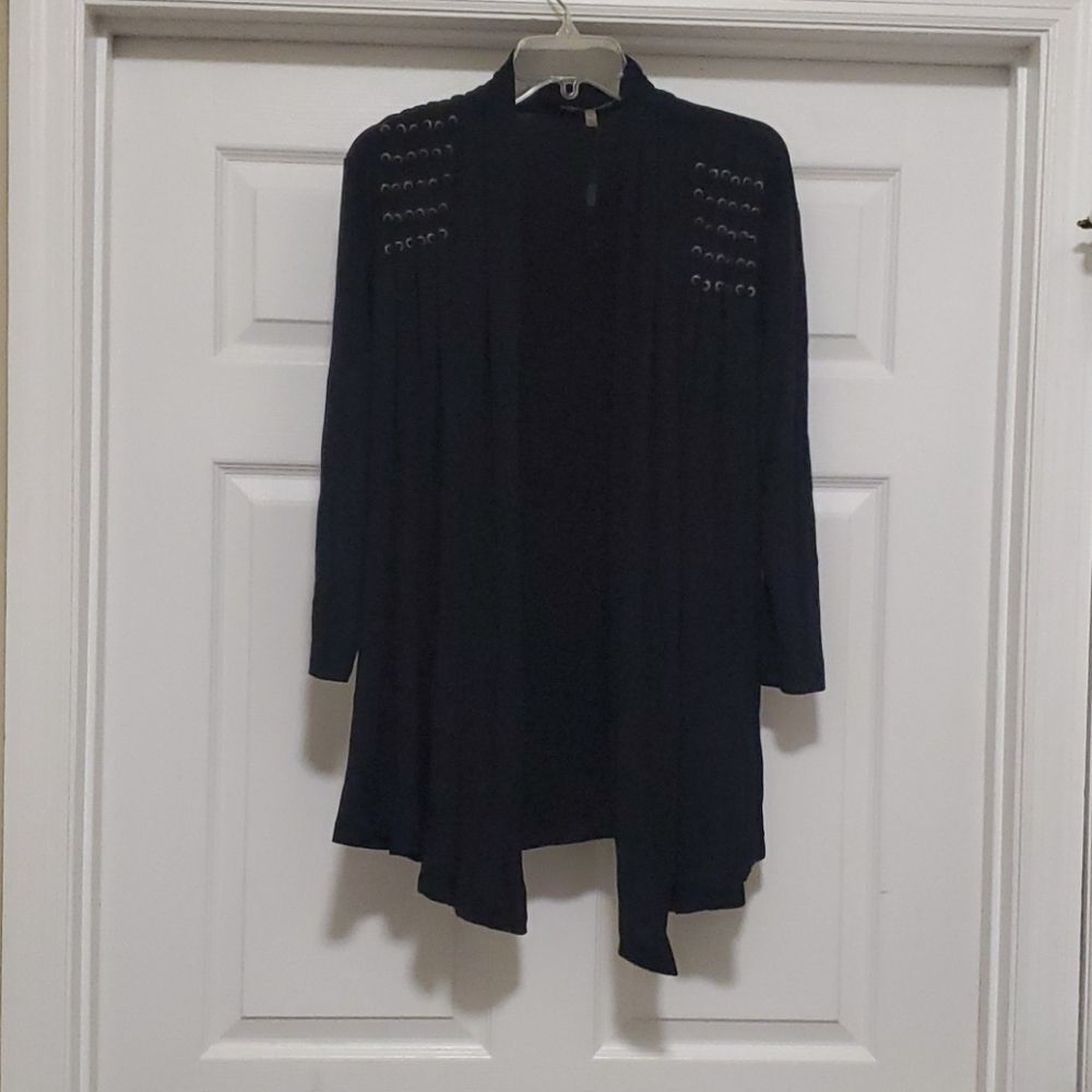 Cable & Gauge black 3/4 sleeve open front cardigan